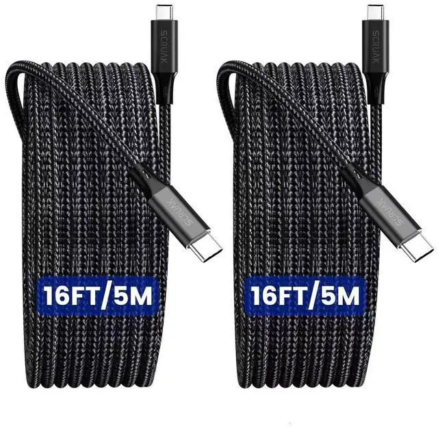 Main image of 2-Pack Extra Long iPhone 16 17 Charger Cable 16Ft, 16 Feet USB C to C Cable Fast Charging Nylon Braided iPhone 16 17 USB C Charger Cord for iPhone 16/17 Air,16/17 Pro,16/17 Pro Max/iPad Pro/Air/Min6