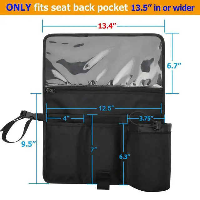 Alt view image 2 of 7 - Airplane Seatback Organizer Flight Travel Essentials Seat Back Storage Bag Airline Seat Hanging Pockets for Tablet, Magazines, Phone and Water Bottle | Keep Personal Items Clean & Organized