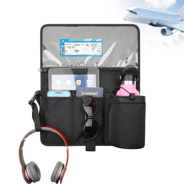 Alt view image 7 of 7 - Airplane Seatback Organizer Flight Travel Essentials Seat Back Storage Bag Airline Seat Hanging Pockets for Tablet, Magazines, Phone and Water Bottle | Keep Personal Items Clean & Organized