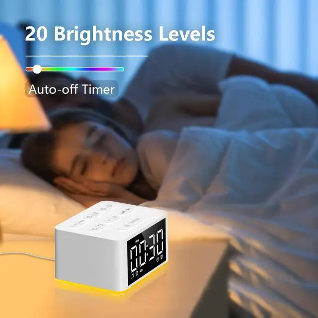 Alt view image 4 of 7 - 3 in 1 Sound Machine Dual Alarm Clock Night Light White Noise Machine 27 Sleeping Sounds for Adults Kids Precise 32 Level Volume Sleep Timer Memory Function Digital Clock with 30 Wake Up Sounds