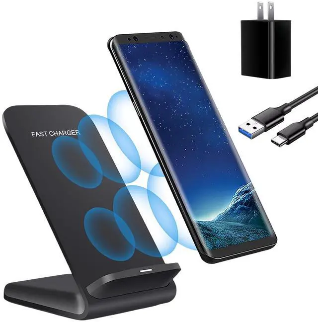 Main image of Wireless Charging Stand, 20W Fast Charging Stand with QC3.0 Adapter for Samsung Galaxy S24/S24+/S24 Ultra/S23/S22/S21/S20/S10/Note, for iPhone 15/15 Pro/15 Pro Max/14/14 Pro Max, and More. (1 Pack)