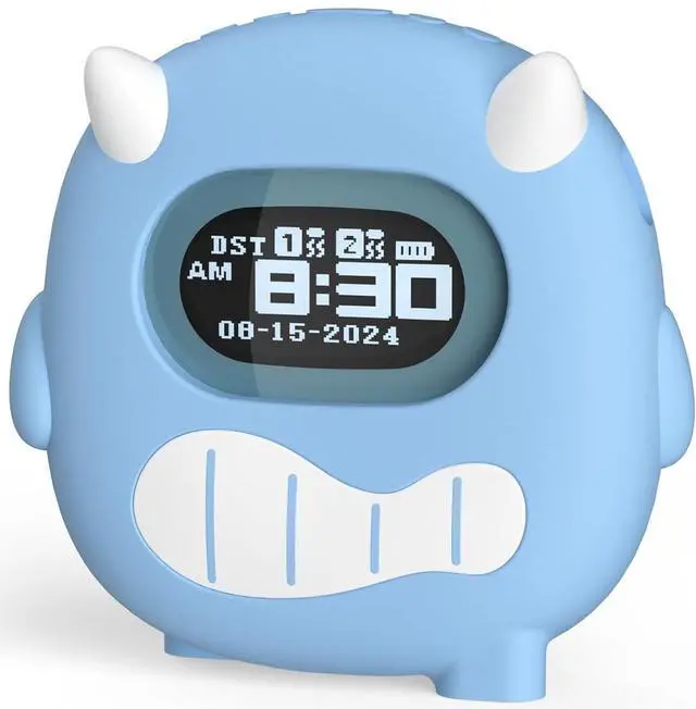 Main image of Kids Digital Alarm Clock-Cordless 3000mAh Rechargeable Vibrating Digital Clock for Heavy Sleepers Mini Toddler Clock for Travel Bedroom Silicone Case Date/Month/Year 3 Alarm/Vibration Setting Mode