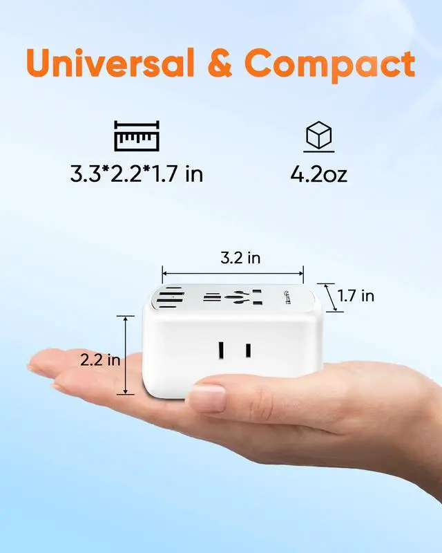 Alt view image 6 of 6 - Universal Travel Adapter Kit with 3 AC Outlets 4 USB Ports, International Plug Adapter for US EU UK AUS (Type-C/G/A/I), European Travel Essentials, Grey