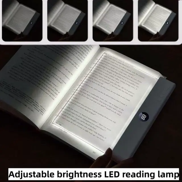 Alt view image 2 of 6 - Book Light, Rechargeable Clear LED Flat Reading Light with 3 Colors& Timer, Dimmable Panel Plate Lamp Full Page Light, Night Reading for Readers (White 2)