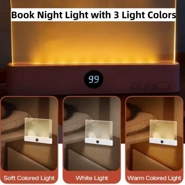 Alt view image 3 of 6 - Book Light, Rechargeable Clear LED Flat Reading Light with 3 Colors& Timer, Dimmable Panel Plate Lamp Full Page Light, Night Reading for Readers (White 2)