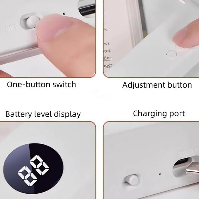 Alt view image 4 of 6 - Book Light, Rechargeable Clear LED Flat Reading Light with 3 Colors& Timer, Dimmable Panel Plate Lamp Full Page Light, Night Reading for Readers (White 2)