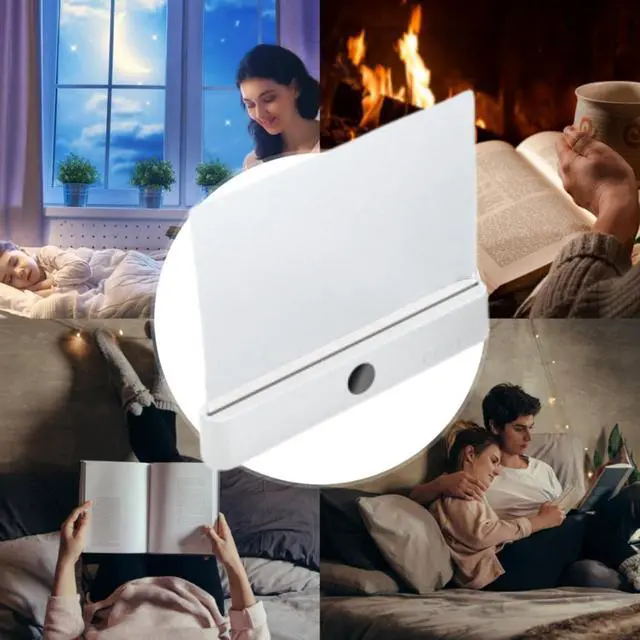 Alt view image 5 of 6 - Book Light, Rechargeable Clear LED Flat Reading Light with 3 Colors& Timer, Dimmable Panel Plate Lamp Full Page Light, Night Reading for Readers (White 2)