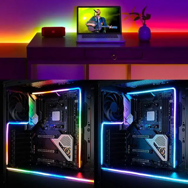 Alt view image 6 of 7 - 5V 16.4ft(5M) USB WS2811 RGB COB LED Strip Dream Color with Controller USB Powered High Density 420LEDs/M Flexible IP20 Not Waterproof LED Tape Lights for DIY Decoration Lighting