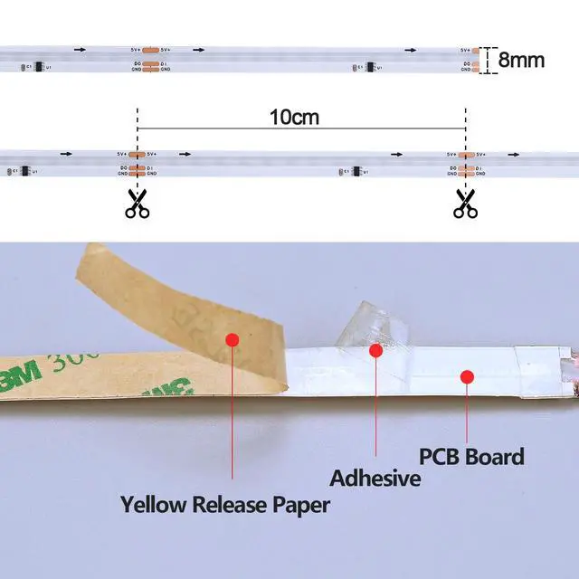 Alt view image 5 of 7 - 5V 16.4ft(5M) USB WS2811 RGB COB LED Strip Dream Color with Controller USB Powered High Density 420LEDs/M Flexible IP20 Not Waterproof LED Tape Lights for DIY Decoration Lighting