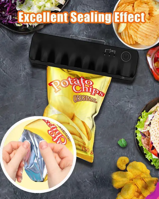 Alt view image 7 of 7 - Bag Sealer Mini Rechargeable,3000mAh Heat Sealer Machine with 5 Adjustable Gears Chip Bag Resealer,Plastic Bag Sealer for Food Snack Bags Storage(black)