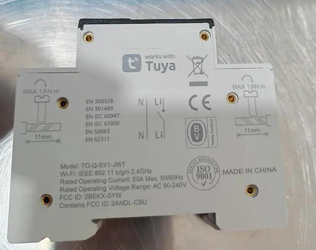 Alt view image 7 of 7 - DIY 1P+N Smart Wi-Fi Switch, Work with Alexa and Google Assistant for Voice Control, 20A with Energy Monitor, Smart Life/Tuya APP Remote Control, Timer Functions, DIN Rail Mounted,FCC Certified