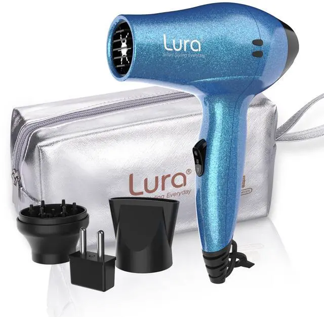 Main image of Travel Hair Dryer with Diffuser,Small Dual Voltage Hair Dryers for Women,Mini Portable Blow Dryer for Men,Lightweight Compact Blow Dryer with European Plug(Blue)