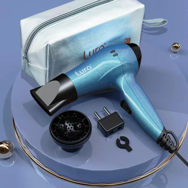 Alt view image 5 of 6 - Travel Hair Dryer with Diffuser,Small Dual Voltage Hair Dryers for Women,Mini Portable Blow Dryer for Men,Lightweight Compact Blow Dryer with European Plug(Blue)