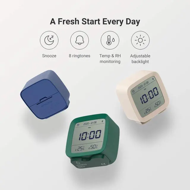 Alt view image 2 of 5 - Smart Bluetooth Digital Alarm Clock with Multiple Alarms, Battery Operated Small Alarm Clock with Temperature and Humidity Display for Bedroom, Easy Settings Through app