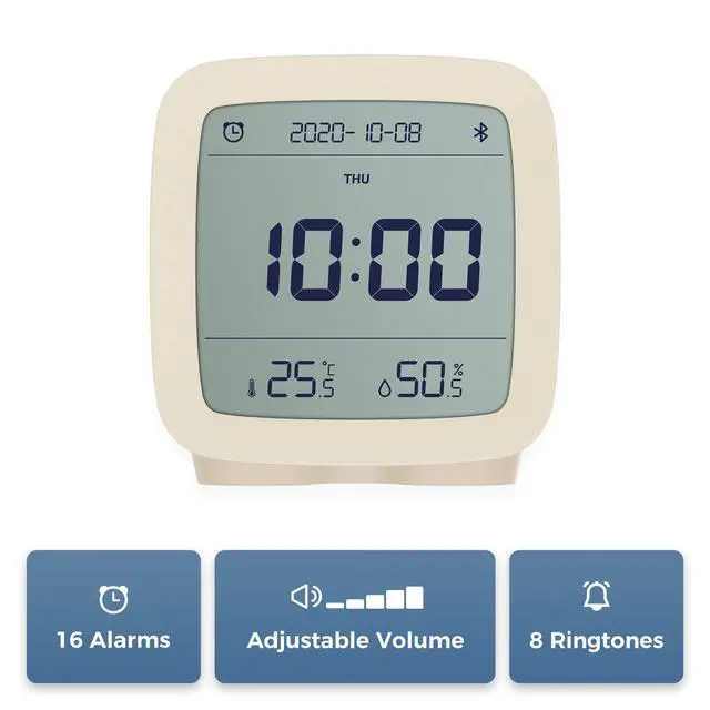 Alt view image 3 of 5 - Smart Bluetooth Digital Alarm Clock with Multiple Alarms, Battery Operated Small Alarm Clock with Temperature and Humidity Display for Bedroom, Easy Settings Through app