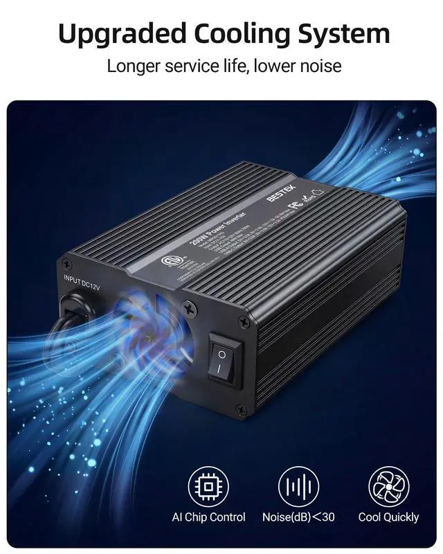 Alt view image 5 of 7 - Power Inverter DC 12V to AC 110V - 200W Car Plug Adapter Outlet PD 30W USB-C & QC18W USB-A Fast Charging Port - Car Charger Cigarette Lighter Adapter for Phone, Laptop - ETL FCC Certified