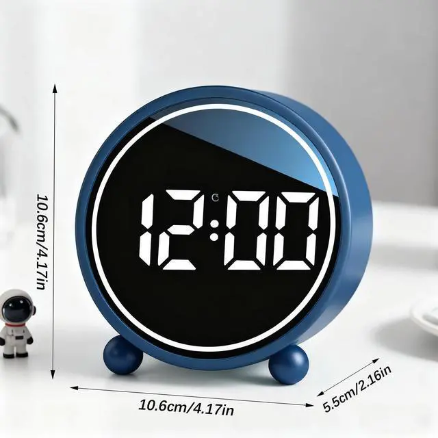 Alt view image 6 of 7 - Modern Desk Clock, Silent No-Ticking Analog Clock Battery Operated, Small Tabletop Clocks for Office/Mantle/Desktop or Nightstand (Round - Blue)