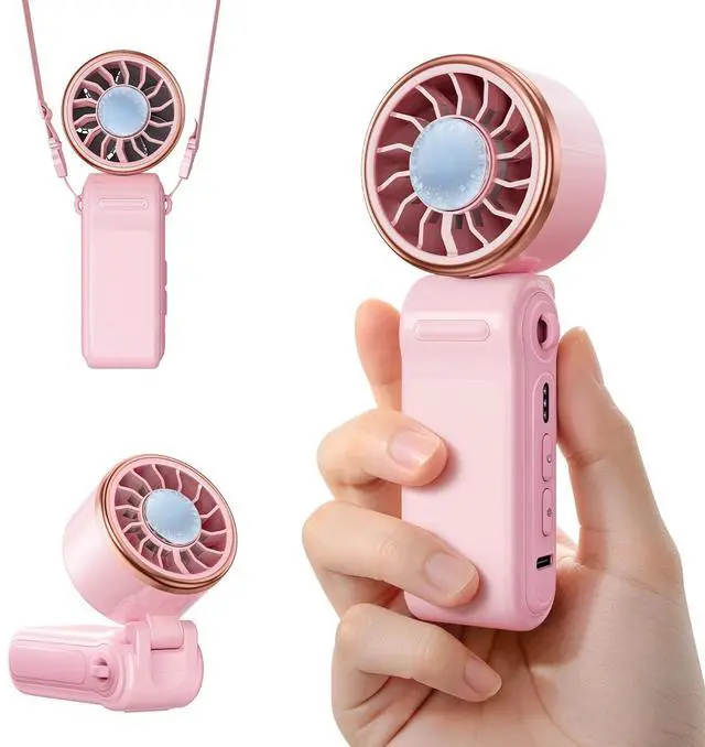 Main image of Mini Portable Fan with Ice Cooling, Lightweight Handheld Pocket Turbo Fan Rechargeable, 3 Speed, Foldable Personal Hand Fan for Travel, Beach Vacation, Women Girls (Pink)
