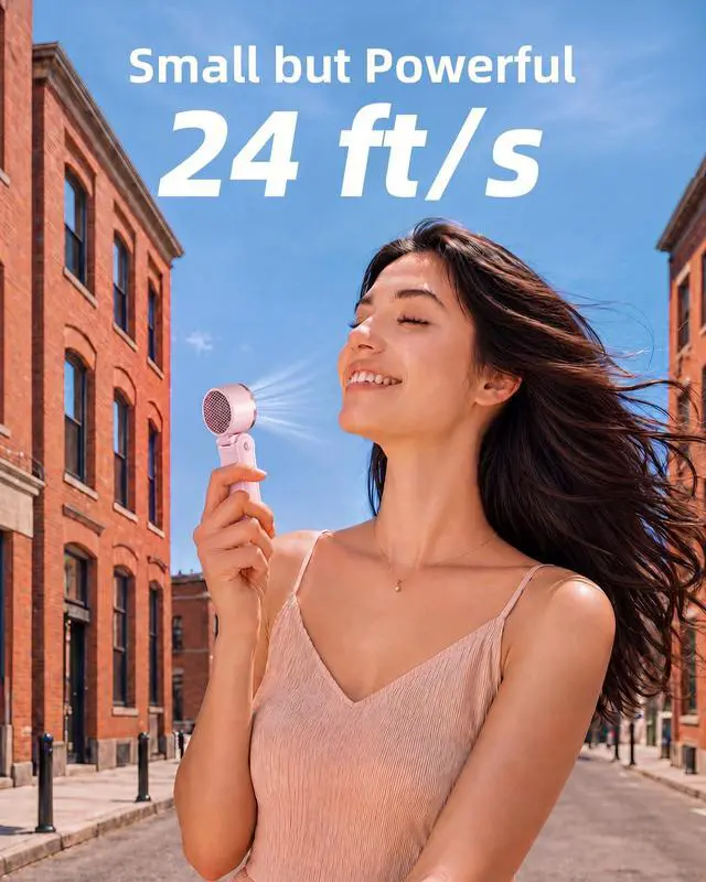 Alt view image 5 of 7 - Mini Portable Fan with Ice Cooling, Lightweight Handheld Pocket Turbo Fan Rechargeable, 3 Speed, Foldable Personal Hand Fan for Travel, Beach Vacation, Women Girls (Pink)