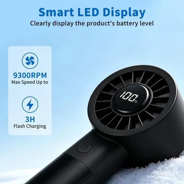 Alt view image 6 of 7 - Mini Fan with Night Light, Portable Handheld Rechargeable Fan, 5 Speed Personal Cooling Fan, Quiet USB Desk Fan for Bedroom Sleep, Office, Travel, Outdoor, Vacation,Summer Essentials