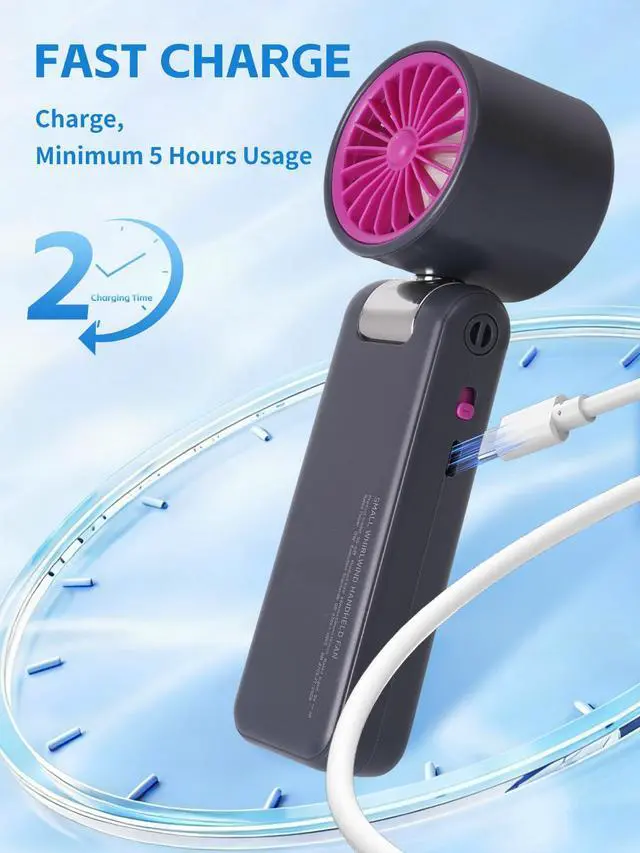 Alt view image 2 of 7 - Portable Handheld Fan with Ice Cooler, 199 Speed Personal Fan,Foldable 3 in 1 Rechargeable Battery Operated Essentials Hand Fans Summer Essential for Travel/Outdoor/OfficeGrey Purple