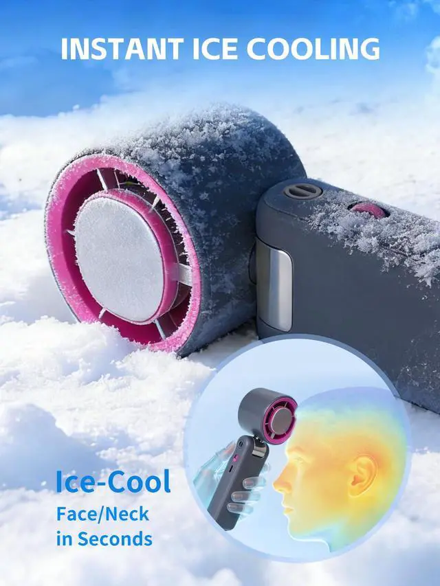 Alt view image 5 of 7 - Portable Handheld Fan with Ice Cooler, 199 Speed Personal Fan,Foldable 3 in 1 Rechargeable Battery Operated Essentials Hand Fans Summer Essential for Travel/Outdoor/OfficeGrey Purple