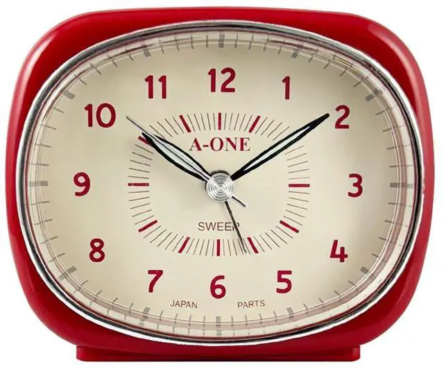 Main image of Square-Round Silent Alarm Clock Unique Hybrid Design, Non-Ticking, Battery Operated, Perfect for Bedroom, Office, or Living Room Decor (Red)