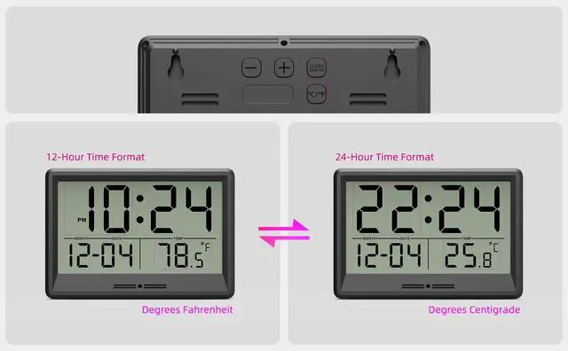 Alt view image 6 of 7 - Digital Wall Clock Battery Operated, 8 Inch Small Wall Clock with Large Display, Temperature and Date | Simple Desk Clock | Silent Wall Mount Digital Clock for Bedroom, Kitchen, Living Room, Office