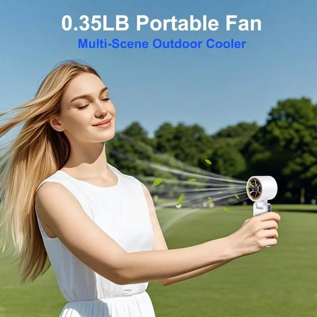 Alt view image 5 of 7 - Rechargeable Strong Wind Handheld Fan With Ambient Lighting 4 IN1 5000mAh Upto 22H For Desktop Waist Clip Neck (StrongWind/White)