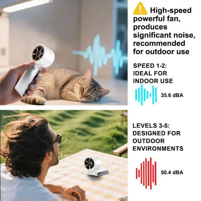 Alt view image 7 of 7 - Rechargeable Strong Wind Handheld Fan With Ambient Lighting 4 IN1 5000mAh Upto 22H For Desktop Waist Clip Neck (StrongWind/White)