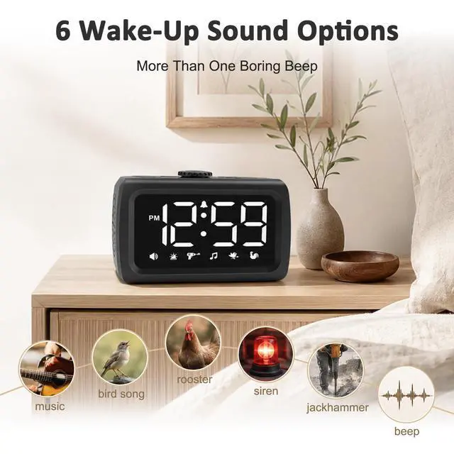 Alt view image 7 of 7 - 115dB Super Loud Alarm Clock for Heavy Sleepers, Large Display