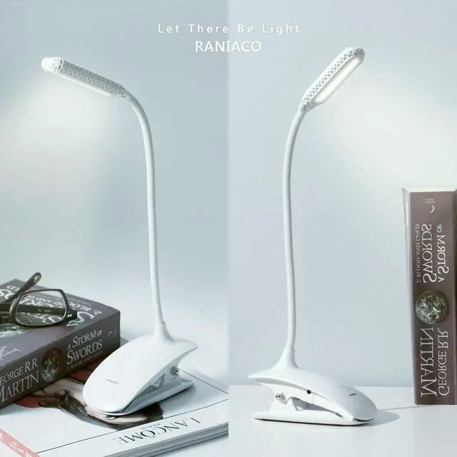 Alt view image 5 of 6 - Raniaco Led Clip Reading Book Light Daylight 16 LEDs USB Rechargeable Reading Lamp-3 Brightness,Touch Switch Bedside Book Light with Good Eye Protection Brightness (White)