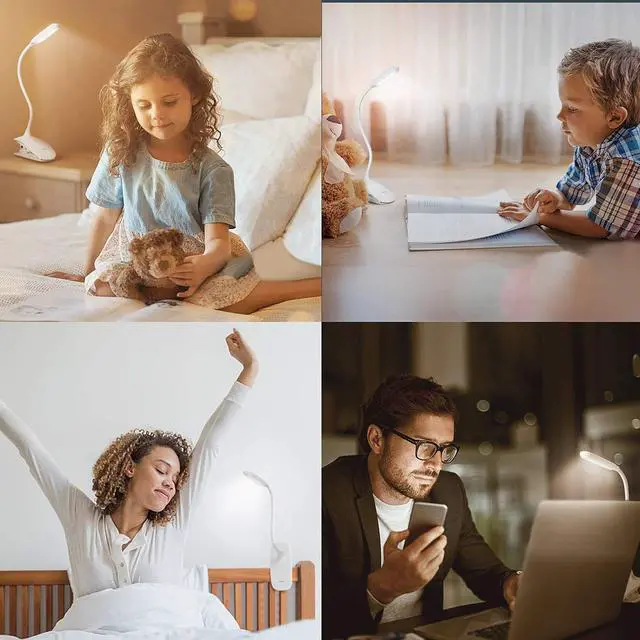 Alt view image 6 of 6 - Raniaco Led Clip Reading Book Light Daylight 16 LEDs USB Rechargeable Reading Lamp-3 Brightness,Touch Switch Bedside Book Light with Good Eye Protection Brightness (White)