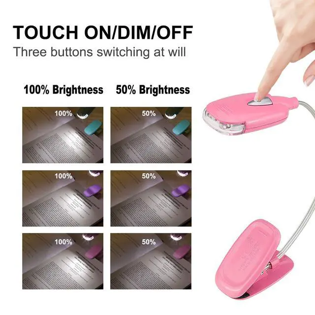 Alt view image 2 of 7 - Book Light for Kids Clip on Book Lights for Reading in Bed Book Lamp Portable LED Reading Light with 360° Flexible and 2 Brightness (3Pack Mini Reading Lights)