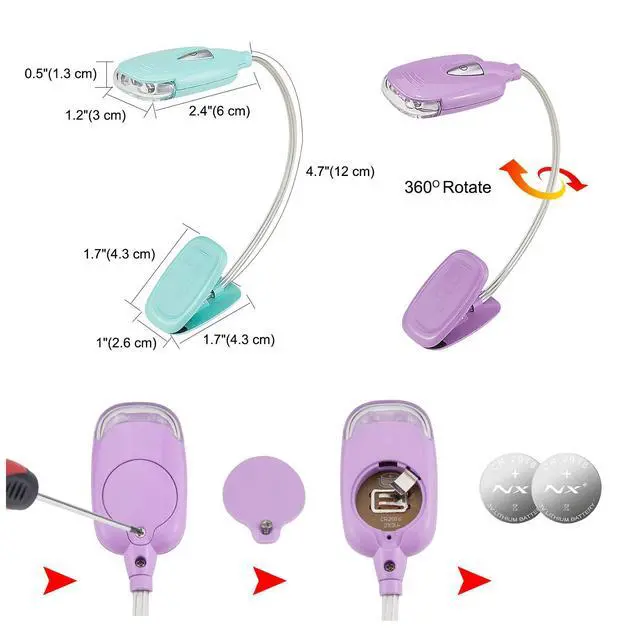 Alt view image 7 of 7 - Book Light for Kids Clip on Book Lights for Reading in Bed Book Lamp Portable LED Reading Light with 360° Flexible and 2 Brightness (3Pack Mini Reading Lights)