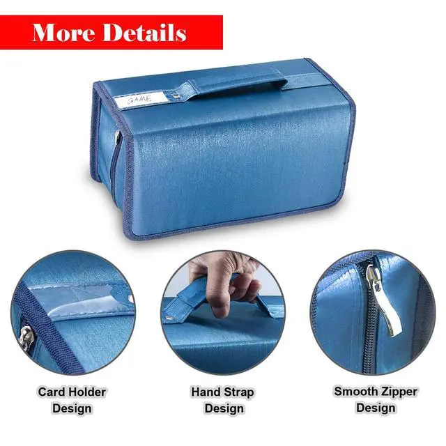Alt view image 2 of 7 - 160 Capacity CD DVD Case, Protective CD DVD Box Holder Portable Zipper Disc Storage Organizer Bag CD Binder for Car Home Office Travel (Blue)