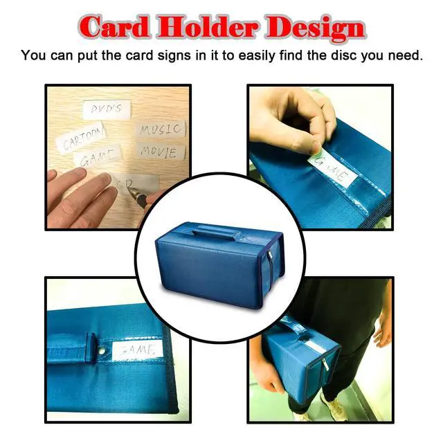 Alt view image 5 of 7 - 160 Capacity CD DVD Case, Protective CD DVD Box Holder Portable Zipper Disc Storage Organizer Bag CD Binder for Car Home Office Travel (Blue)