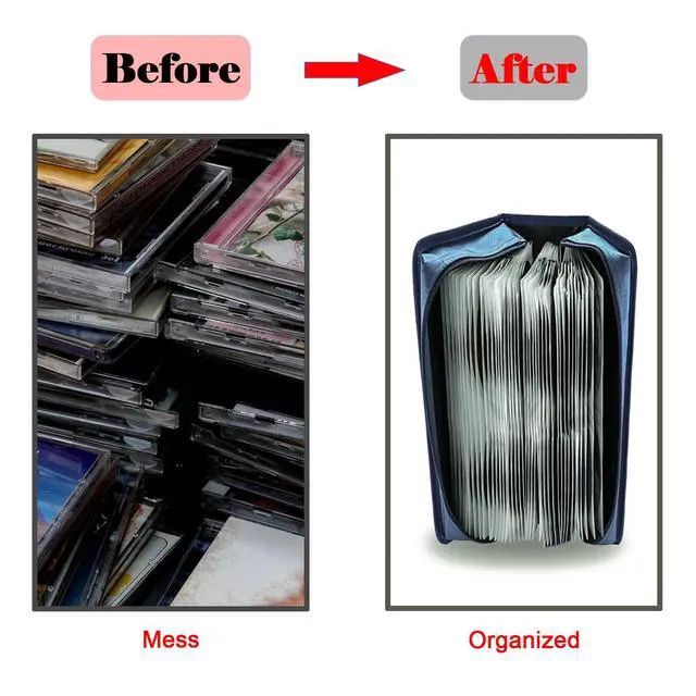 Alt view image 6 of 7 - 160 Capacity CD DVD Case, Protective CD DVD Box Holder Portable Zipper Disc Storage Organizer Bag CD Binder for Car Home Office Travel (Blue)