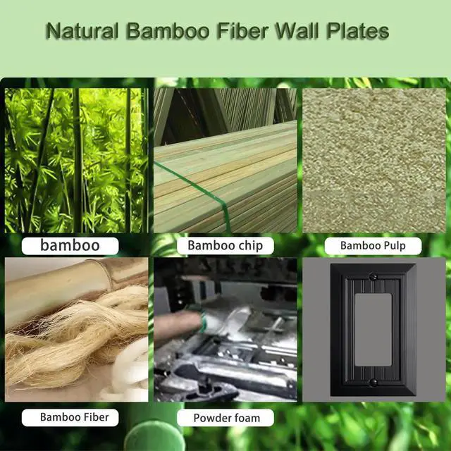 Alt view image 5 of 7 - Beadboard Outlet Covers Wall Plates, Bamboo Fiber Light Switch Covers, Natural Material Electric Receptacle Decorative Switch Plate Outlet Cover Matte Black (1 Gang Decorator 4 Pack)