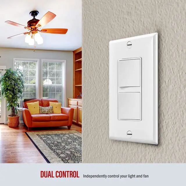 Alt view image 6 of 7 - Double Paddle Rocker Decorator Switch, Clamp-Type Back Insert Wiring, Copper Wires Only, Single Pole, Residential/Commercial Grade, 15A 120-277VAC, 62834-W-N, White (New Model)