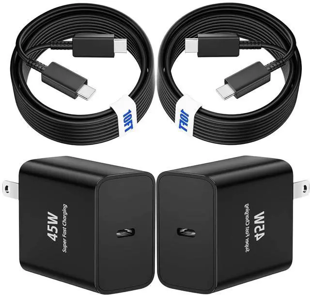 Main image of 45W USB C Charger for Samsung,2-Pack Super Fast Wall Charger Block with 6/10FT Fast Charging Cord for Samsung Galaxy S26 Ultra/S25 Ultra/S24 Ultra/S24+/S23 Ultra/S23+/S22 Plus/S20(Black,10FT)