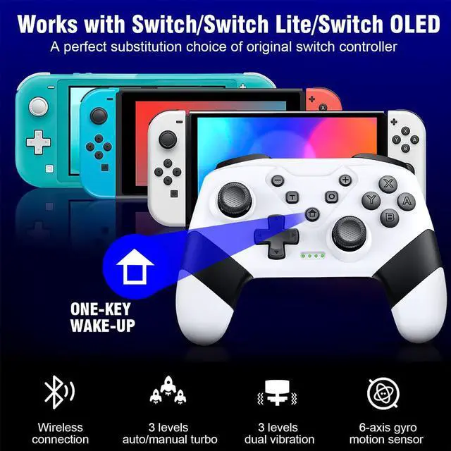 Alt view image 2 of 7 - Switch Controller, Wireless Switch Controller for Switch/Switch Lite/Switch OLED, Extra Switch Controller with Paddles, Programmable Switch Remote Control with Back Buttons,Wake-up,Turbo-White