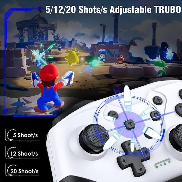 Alt view image 5 of 7 - Switch Controller, Wireless Switch Controller for Switch/Switch Lite/Switch OLED, Extra Switch Controller with Paddles, Programmable Switch Remote Control with Back Buttons,Wake-up,Turbo-White