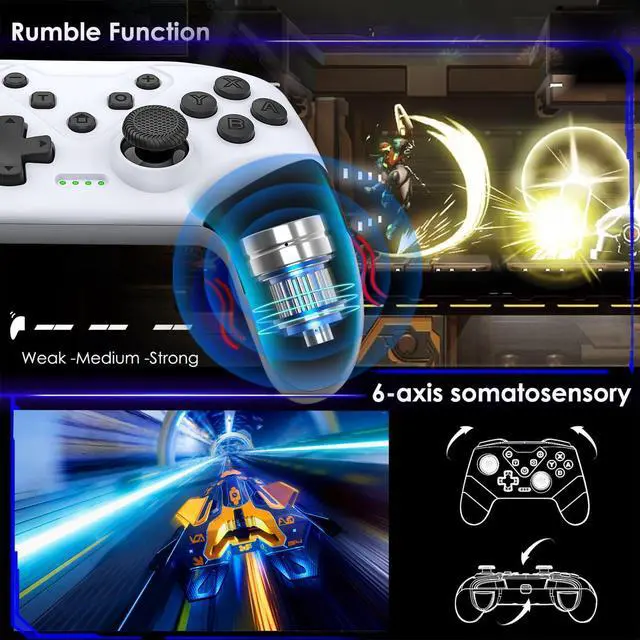 Alt view image 6 of 7 - Switch Controller, Wireless Switch Controller for Switch/Switch Lite/Switch OLED, Extra Switch Controller with Paddles, Programmable Switch Remote Control with Back Buttons,Wake-up,Turbo-White
