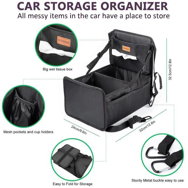 Alt view image 2 of 6 - Kids Car Organizer Backseat- Easy-to-Reach Car Organizers and Storage for Back Seat Between Seats with Tissue Box and Side Pockets, Car Travel Accessories for Baby Long Trips with cup Holders