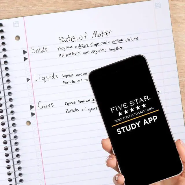 Alt view image 2 of 7 - Spiral Notebook + Study App, 3 Pack, 3 Subject, Wide Ruled Paper, 8" x 10-1/2", Tidewater Blue, Fire Red, Black (930081)