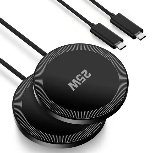 Main image of 25W Magnetic Wireless Charger for iPhone: Fast Charging Mag Pad for Apple iPhone 17 17e 16 15 14 Pro Max Google Pixel 10 - Slim Compact for Desk Bedside Travel - Black