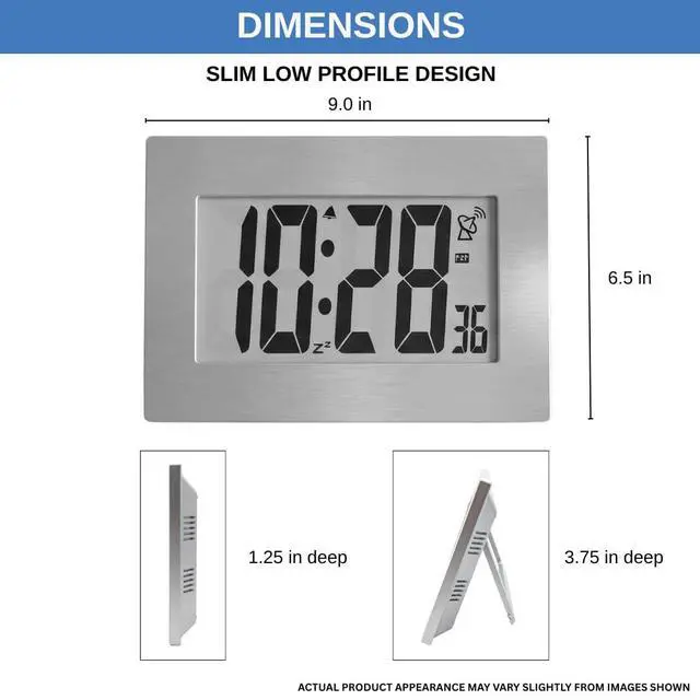 Alt view image 5 of 7 - Atomic Digital Wall Clock Large Display Battery Operated | Large Number Digital Clock Easy Read 3.5" LCD, Wall or Desk Clock, Alarm Snooze, 12/24 Hour for Kitchen Office Living Room