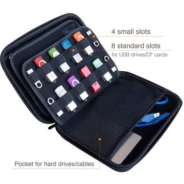 Alt view image 3 of 5 - Large Capacity USB Thumb Flash Pen Drive Storage Holder/Memory Card SD SDXC SDHC Card Holder Case/External Hard Drive Case/Universal Electronic Accessories Organizer
