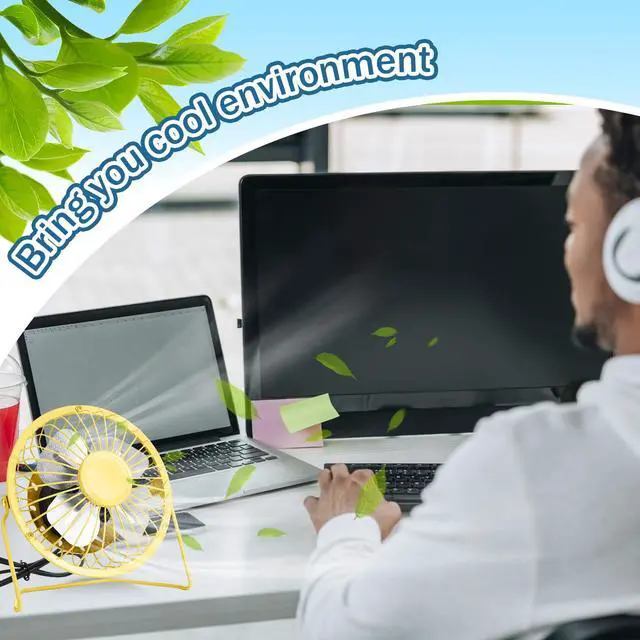 Alt view image 7 of 7 - 4 Pcs USB Desk Fan Powerful Quiet 360° Adjustable Rotation Personal Metal Mini Desk Fan Summer Small Desks Fans for Home Office Bedroom Table Airflow Cooling, USB Powered Only(Cute Color)